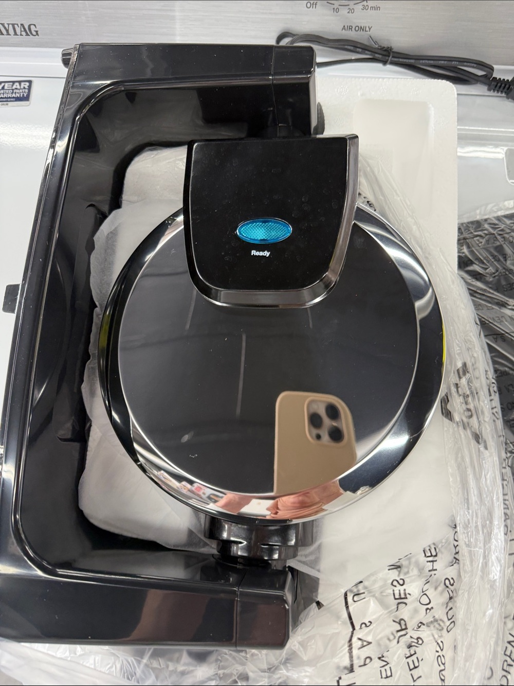 Abella Black and Chrome Rotating Waffle Maker